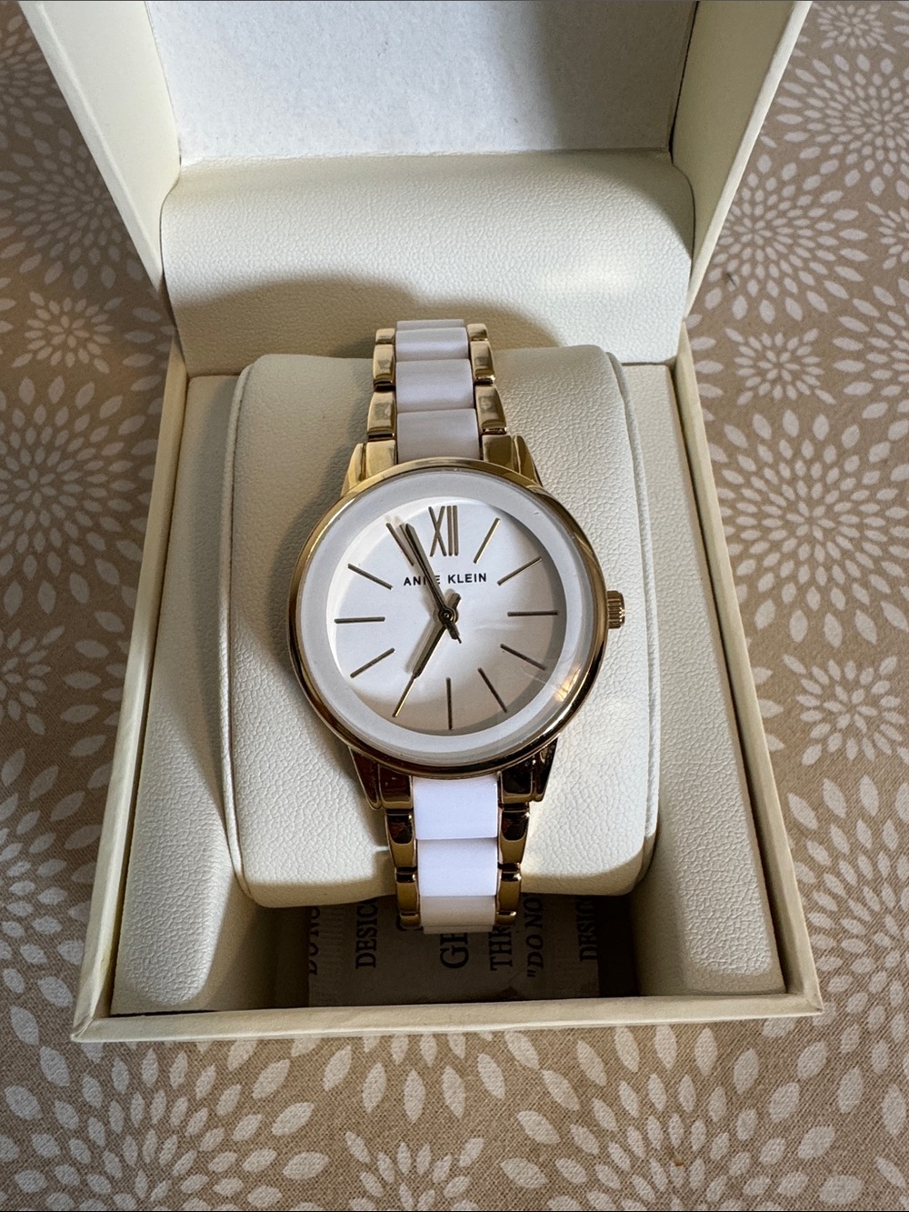 NEW Anne Klein White and Gold Watch
